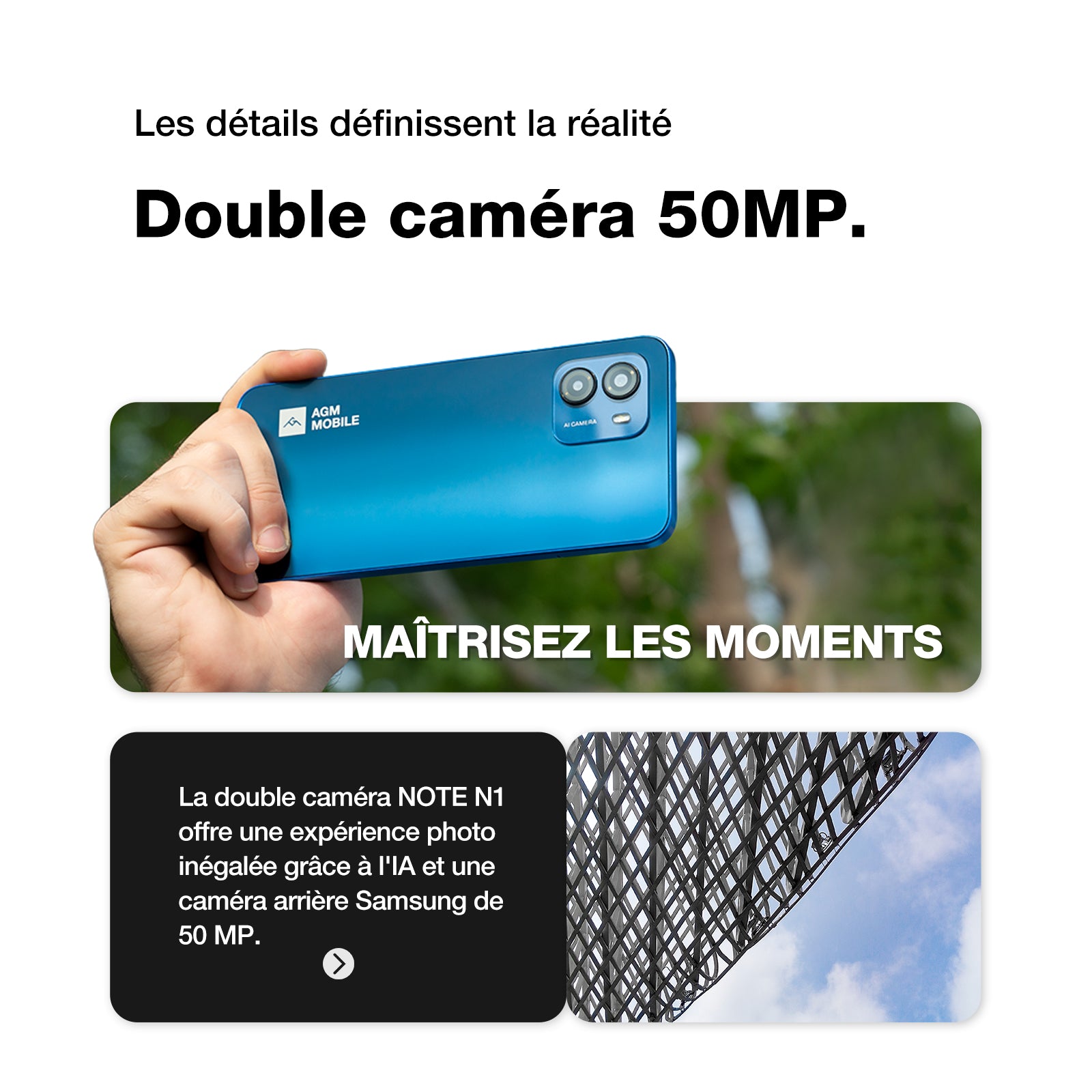 AGM NOTE N1 | Double caméra IA 50MP | Ecran 90 Hz | Android 13 | Batterie massive | 8 Go de RAM + 128 Go de ROM