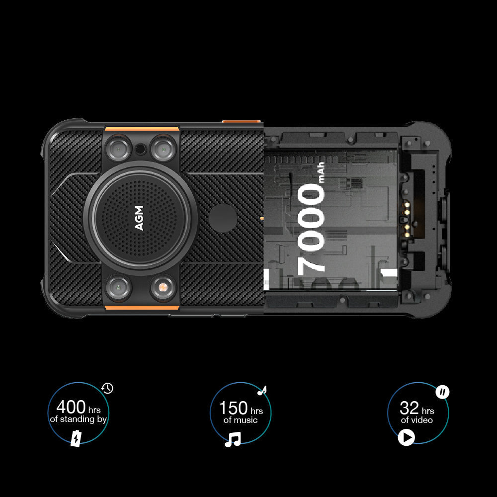 AGM H5 | Android 12 | Caméra Vision Nocturne | Batterie 7000mAh | Smartphone Incassable Débloqué 4G